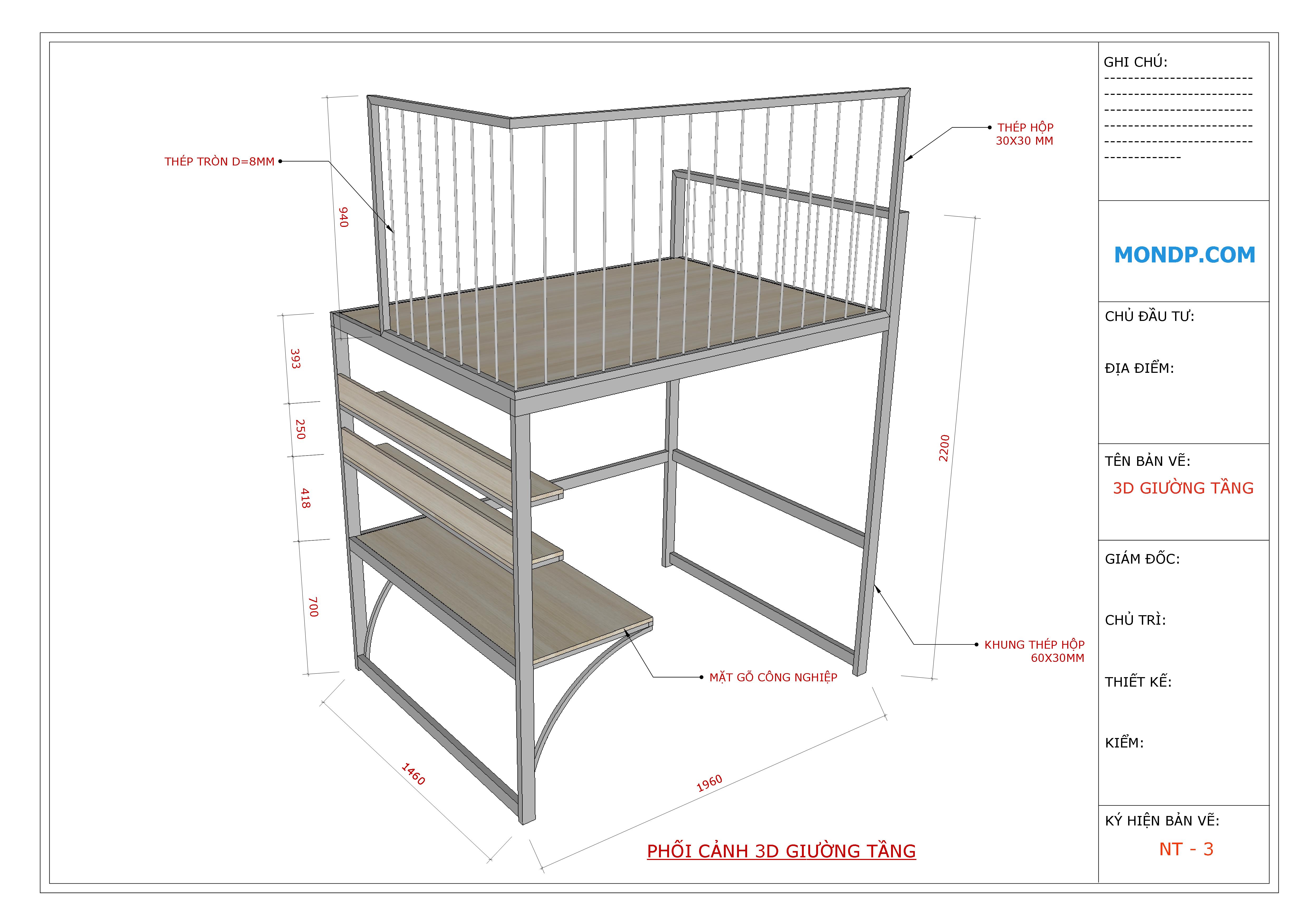Layout Sketchup - Giường Tầng  Mẫu 1
